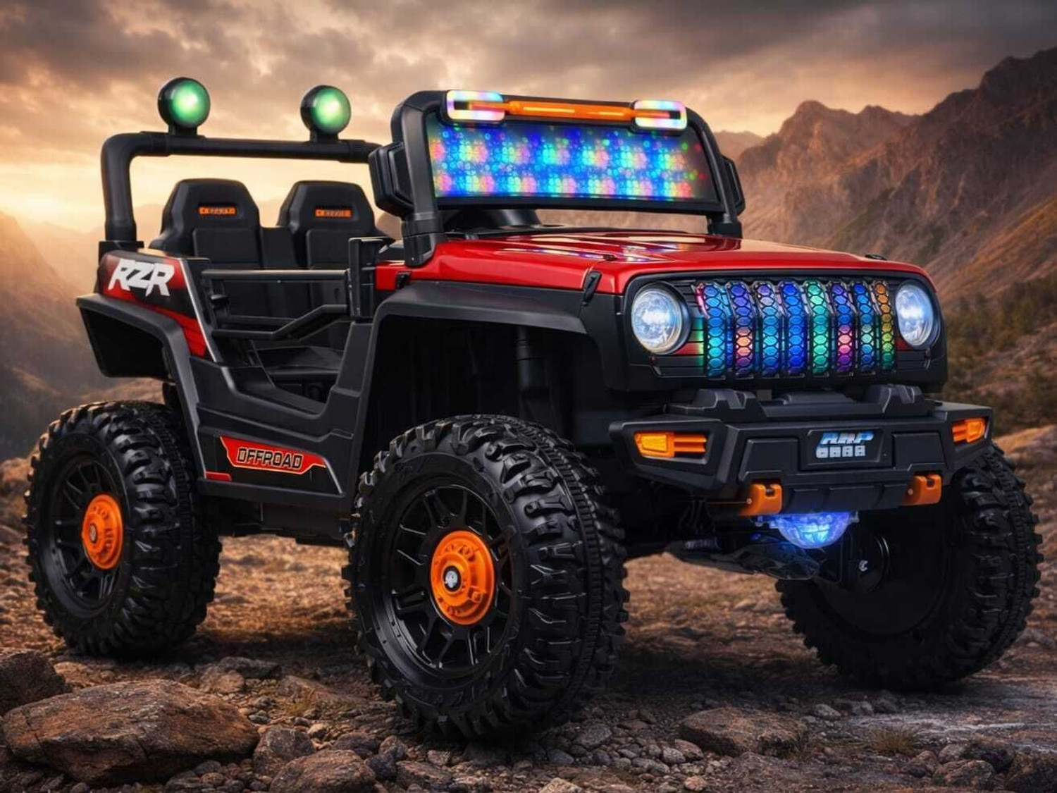 Image of Srecap 1166 Heavy Duty 12V Electric Ride On 4x4 Jeep For Kids 1 to 7 Year Jeep Battery Operated Ride On (Multicolor)
