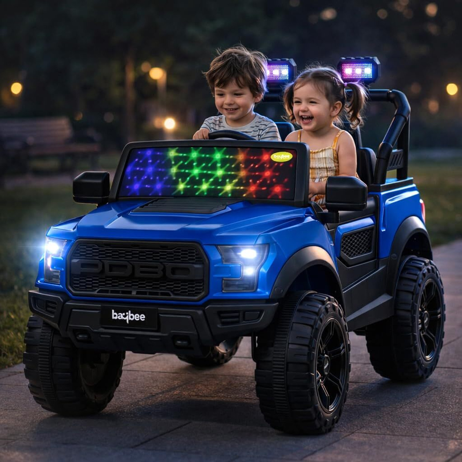 Image of baybee Blitz Rechargeable Jeep for Kids, Electric Ride on Toy Car for Kids with Music Jeep Battery Operated Ride On (Red)