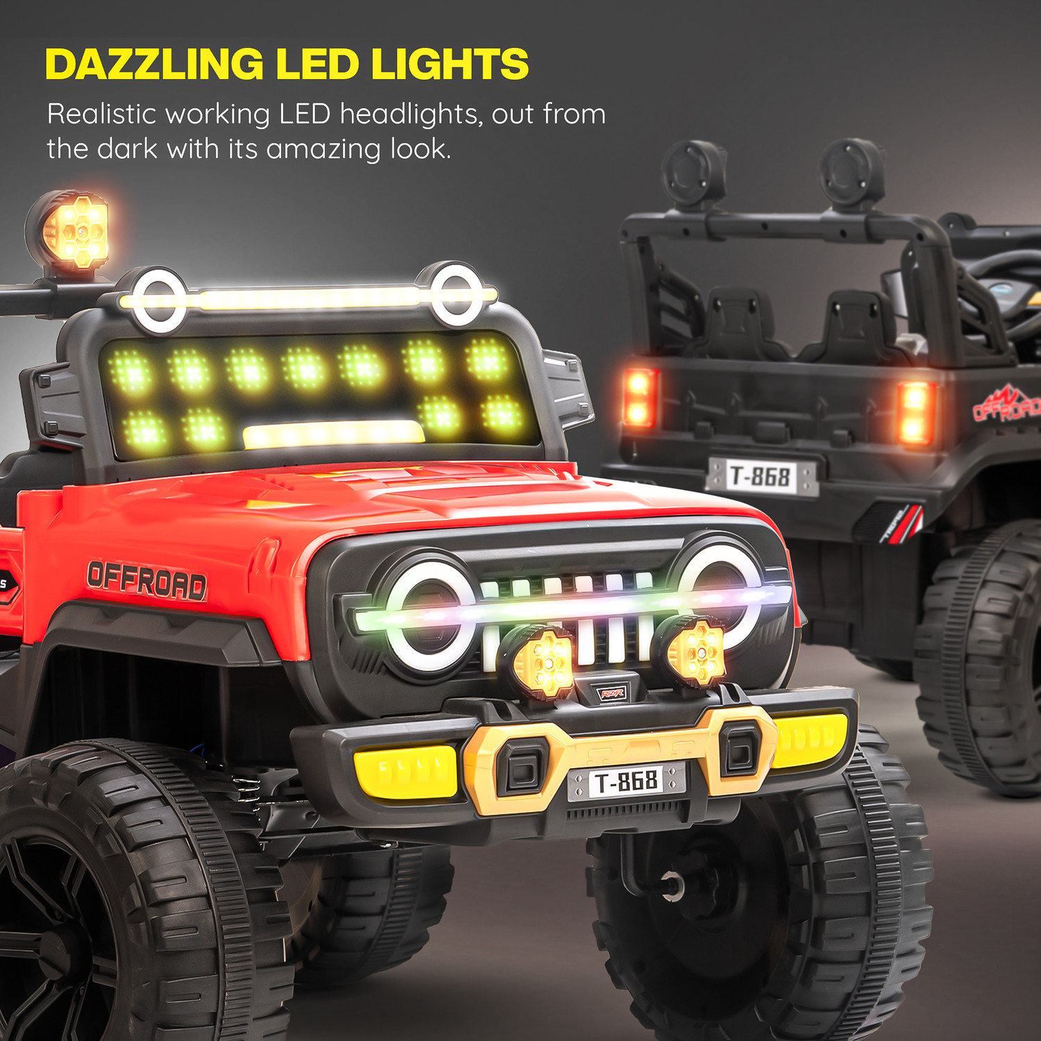 Image of baybee Blitz Rechargeable Jeep for Kids, Electric Ride on Toy Car for Kids with Music Jeep Battery Operated Ride On (Red)