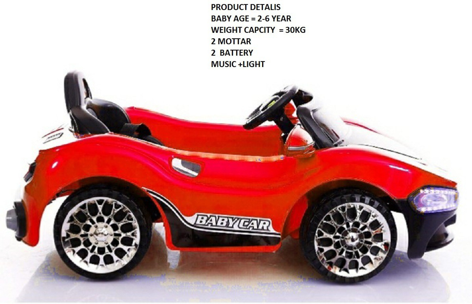 Image of oh baby by kids 518 CAR,FULL OF LED LIGHT,REMOTE CAR BEST FOR KIDS Car Battery Operated Ride On (Multicolor)