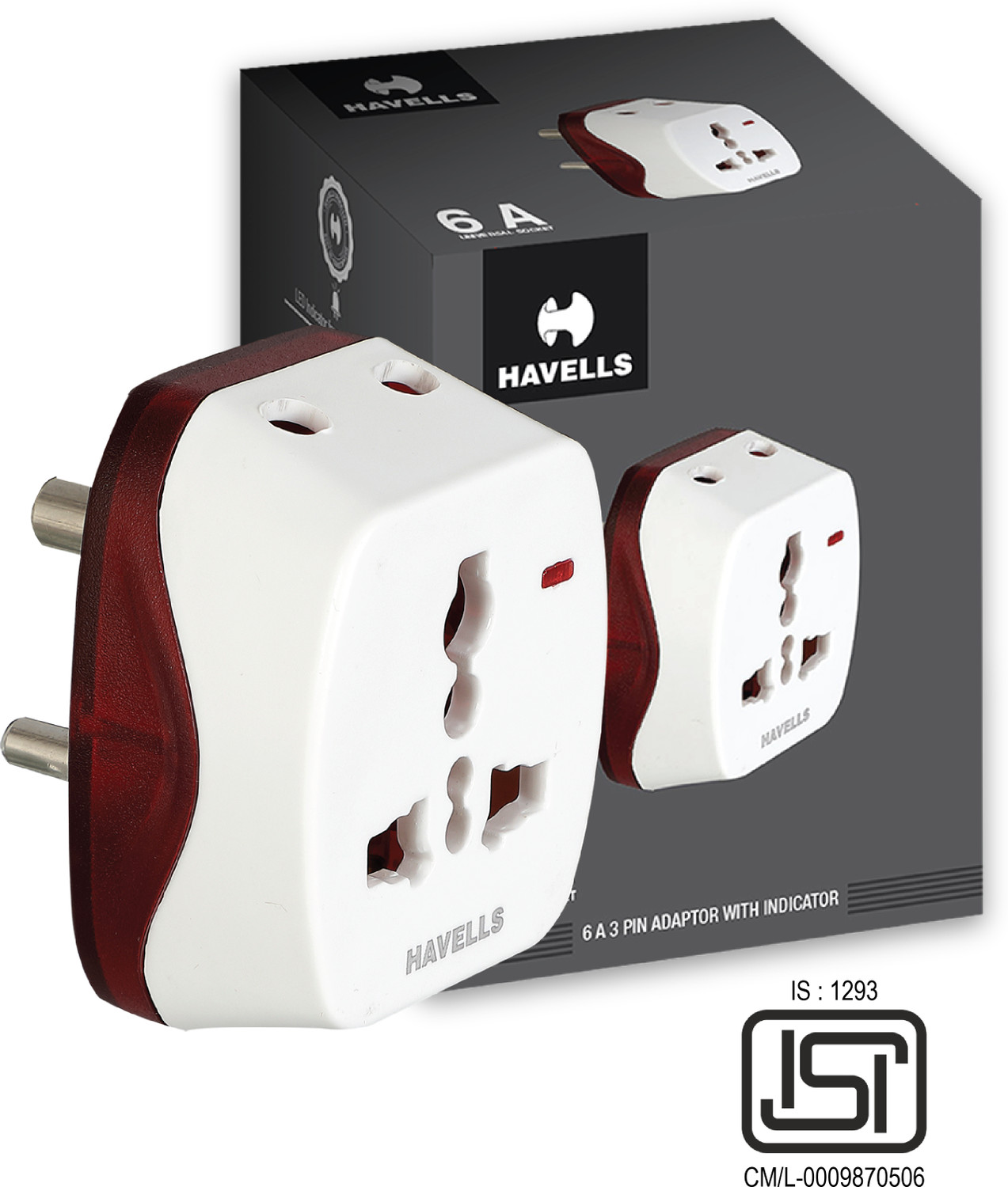 HAVELLS 6A 3 Pin Universal Adaptor - Image 1