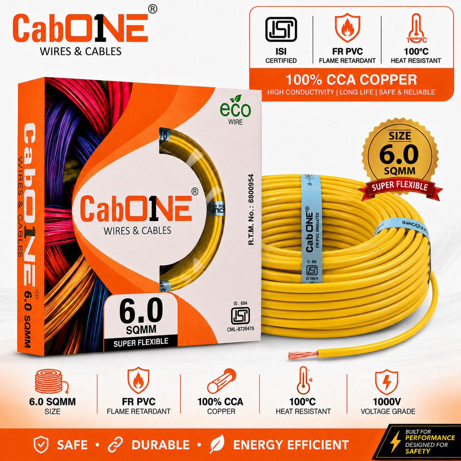 Image of AKIA KABLES 4 SQMM HYBRID PREMIUM COPPER Electrical WireFR PVC |90m|Single Core| 4 sq /mm Red 90 m Wire (Red)