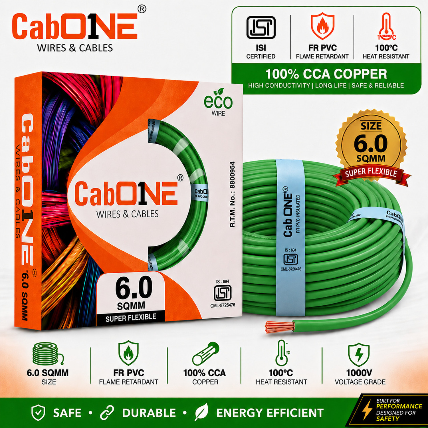 Image of AKIA KABLES 4 SQMM HYBRID PREMIUM COPPER Electrical WireFR PVC |90m|Single Core| 4 sq /mm Red 90 m Wire (Red)