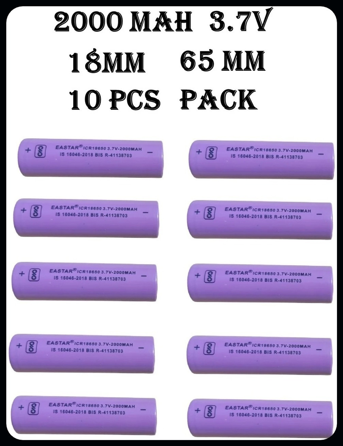 Image of EASTRA PREMIUM 2000mAh 18650 Lithium-Ion Rechargeable Electronic Components Electronic Hobby Kit