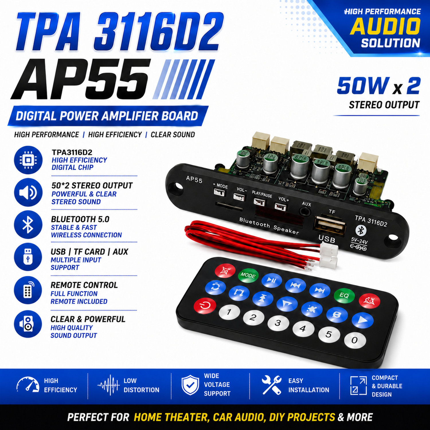 TPA3116D2 Gold-AP55 BT Stereo Power Digital Audio - Image 1