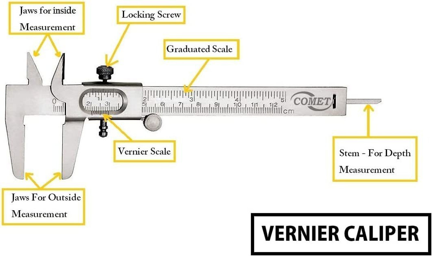 Image of BALRAMA 2pc Combo 125 mm Slide Wheel SS Vernier Caliper + 25 mm Micrometer Screw Gauge Mild Steel Chrome Plated Measurement for any Objects Inside, Outside and Depth Micrometer Caliper (0-125 mm)