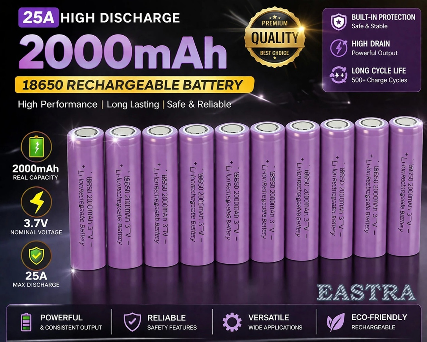 Image of EASTRA PREMIUM 2000mAh 18650 Lithium-Ion Rechargeable Electronic Components Electronic Hobby Kit
