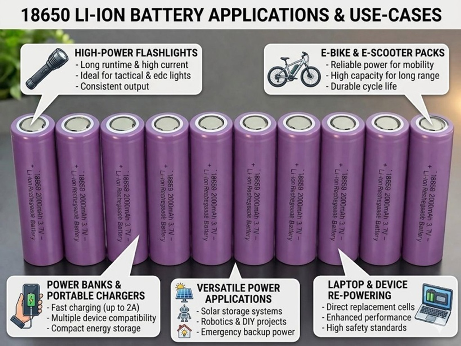 Image of EASTRA PREMIUM 2000mAh 18650 Lithium-Ion Rechargeable Electronic Components Electronic Hobby Kit