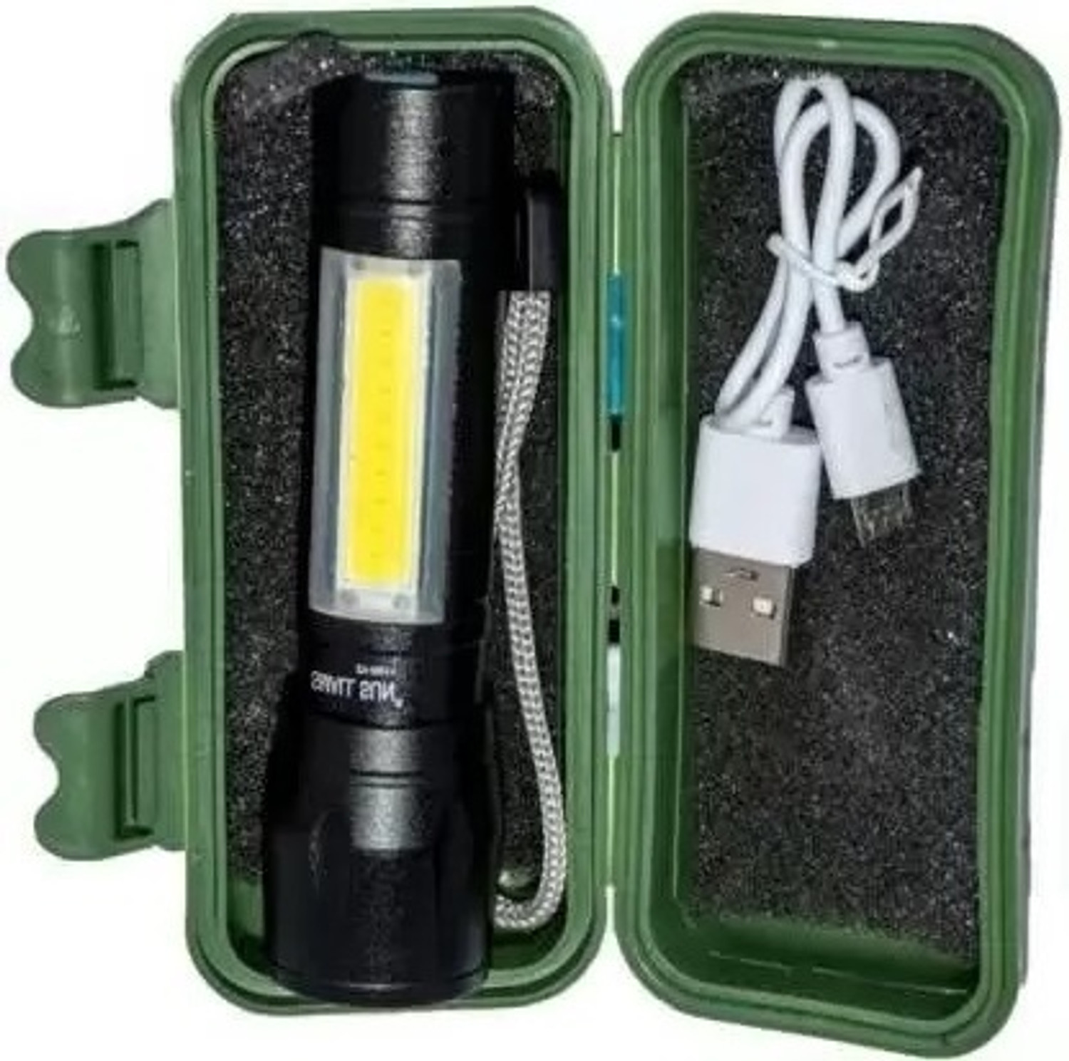 Image of Trendy styler Standard Aluminum COB Tactical Waterproof LED USB Rechargeable 4 hrs Torch Emergency Light (Black)