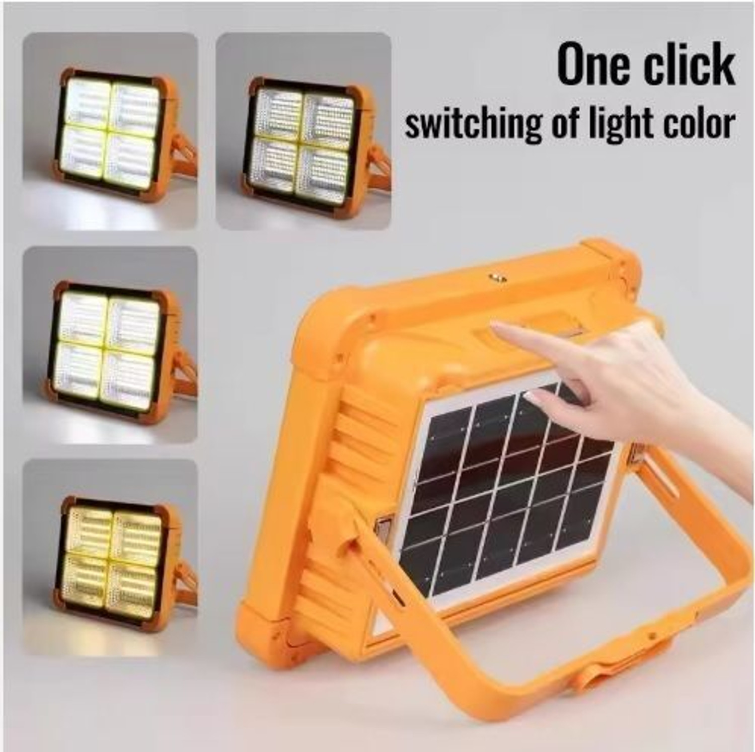 Image of omnex 100W Solar Rechargeable LED Flood Light with Handle 7 hrs Flood Lamp Emergency Light (Orange)