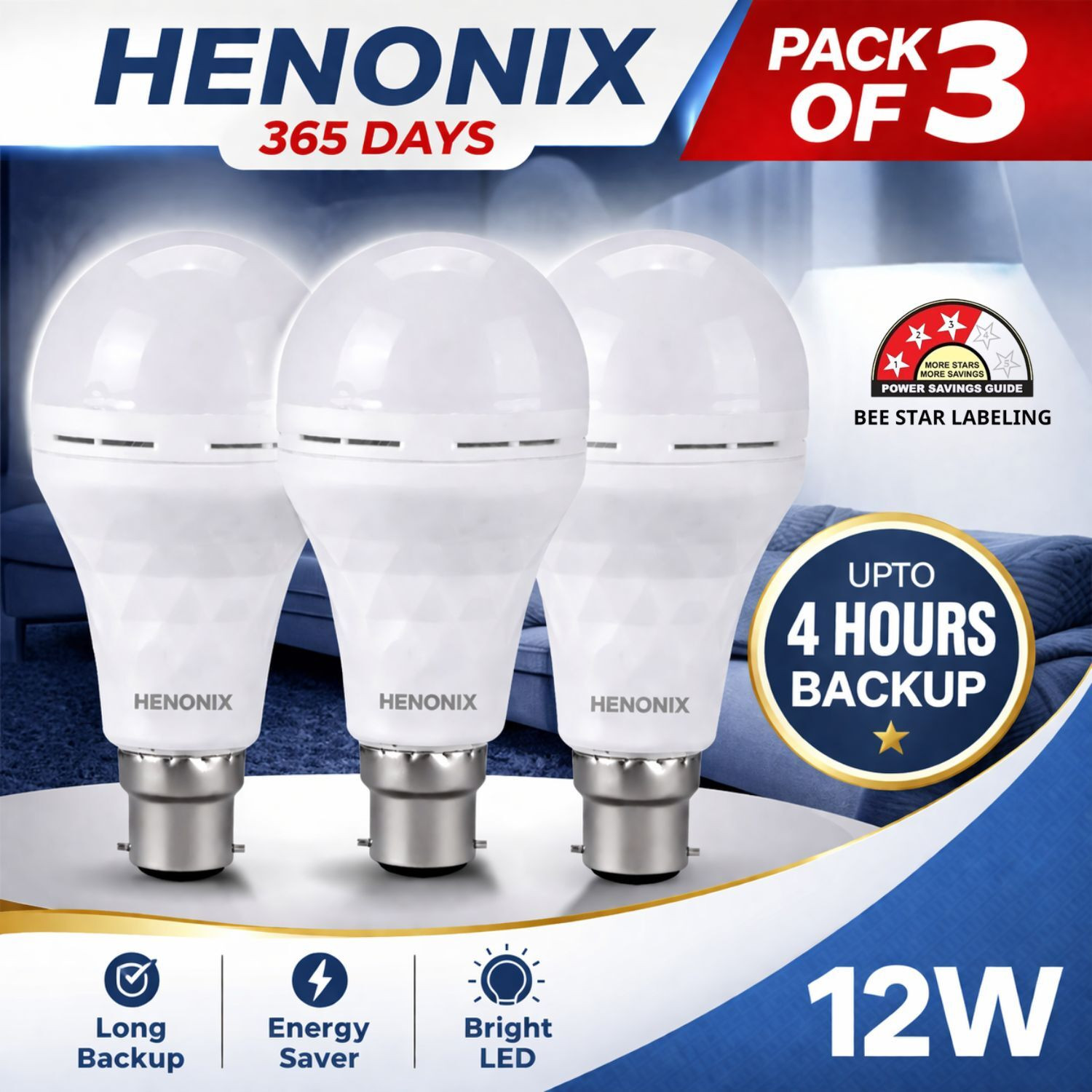 Image of ONIEXO 12W-035 4 hrs Bulb Emergency Light (White)