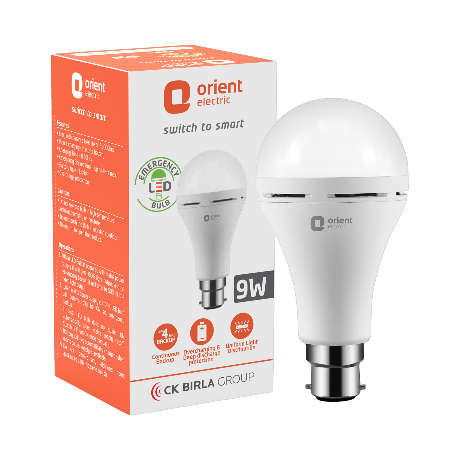 Orient Electric 9W Rechargeable LED Emergency Light - Image 1