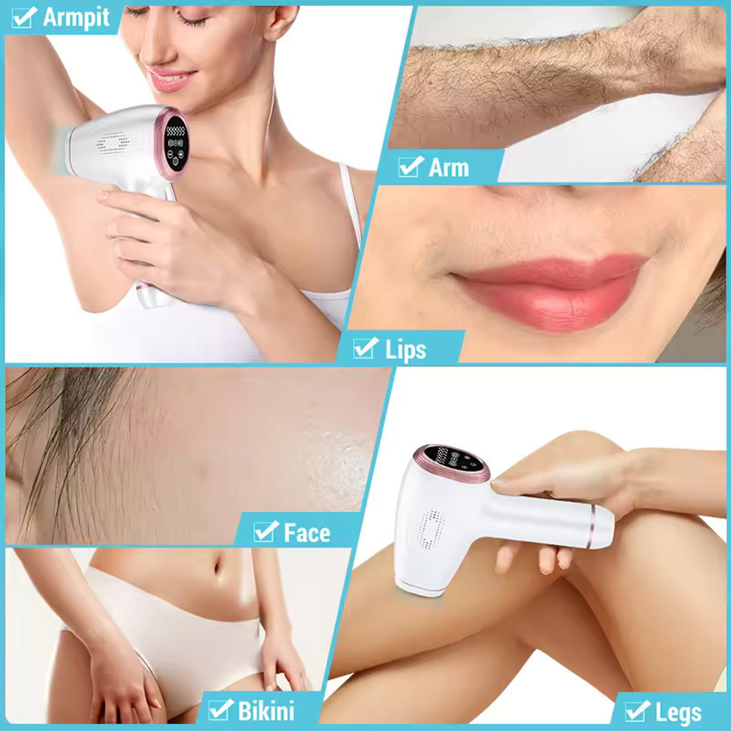 Image of ClothyDeal IPL Ultra Permanent FullBody Laser HairRemoval Machine 999,999 Flashes H2KI5M Cordless Epilator (White)