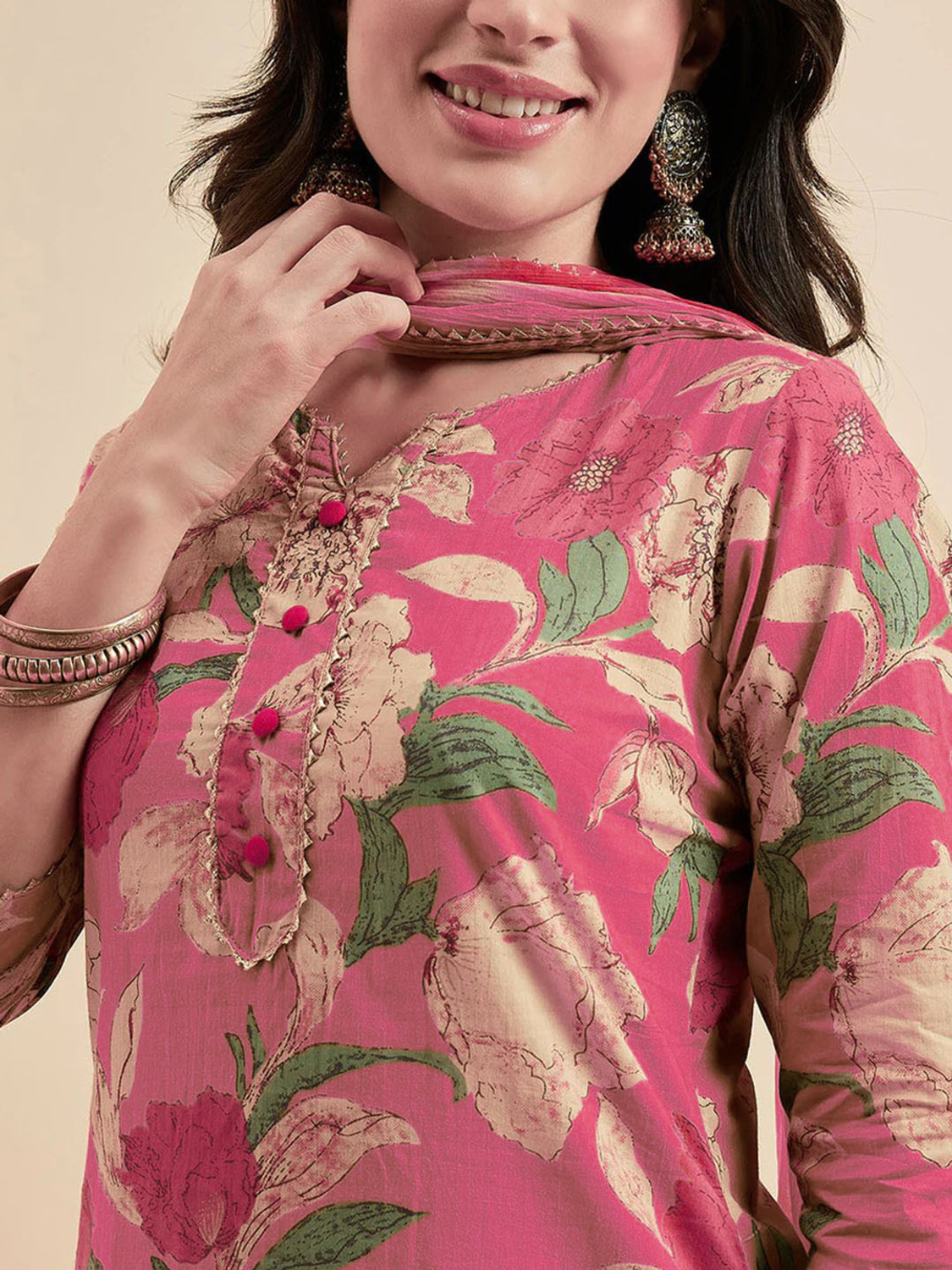 Image of JHANJHRIYA FAB Women Viscose Rayon Kurta Pant Dupatta Set
