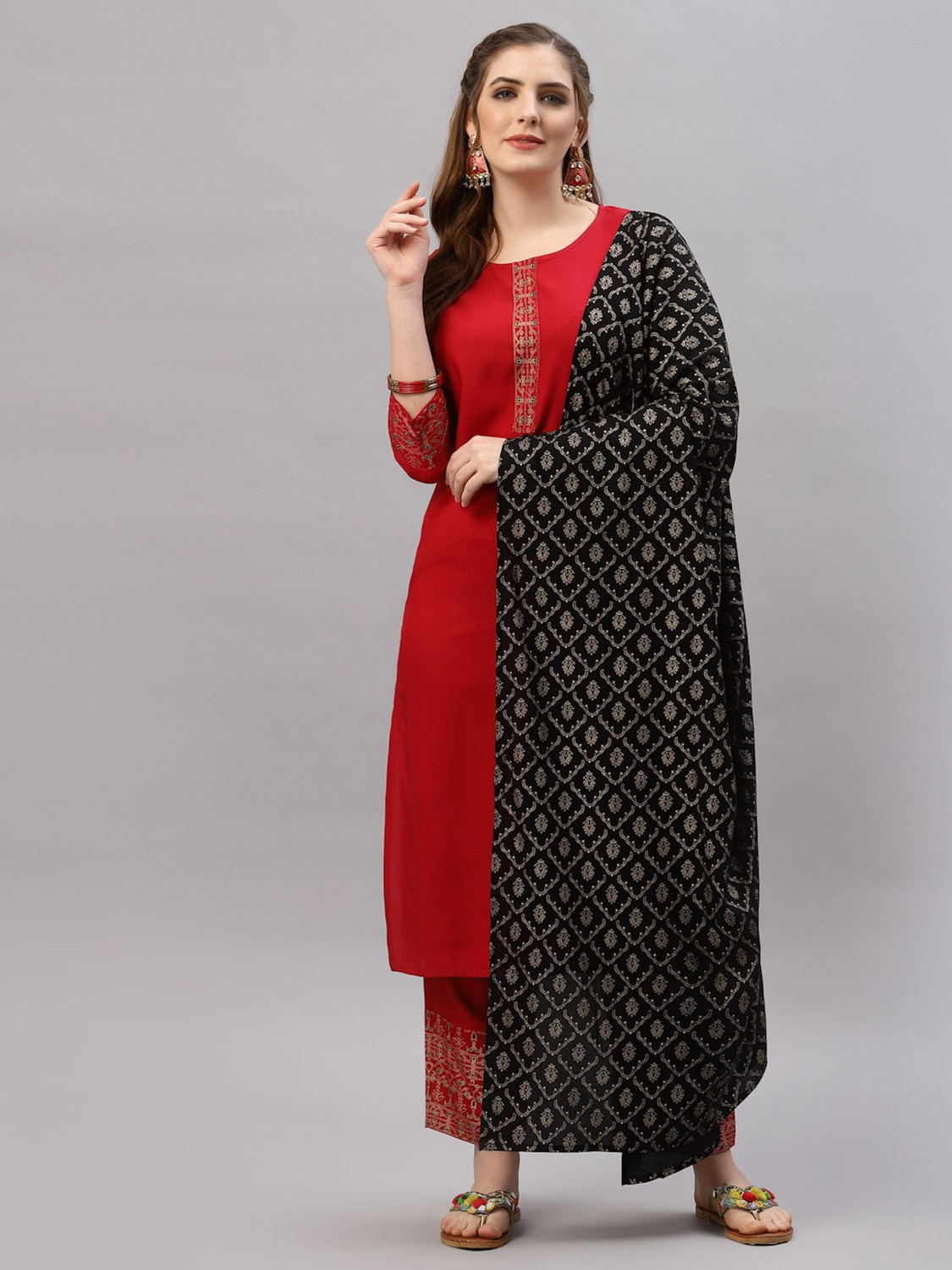 Image of Anni Designer Women Viscose Rayon Kurta Pant Dupatta Set