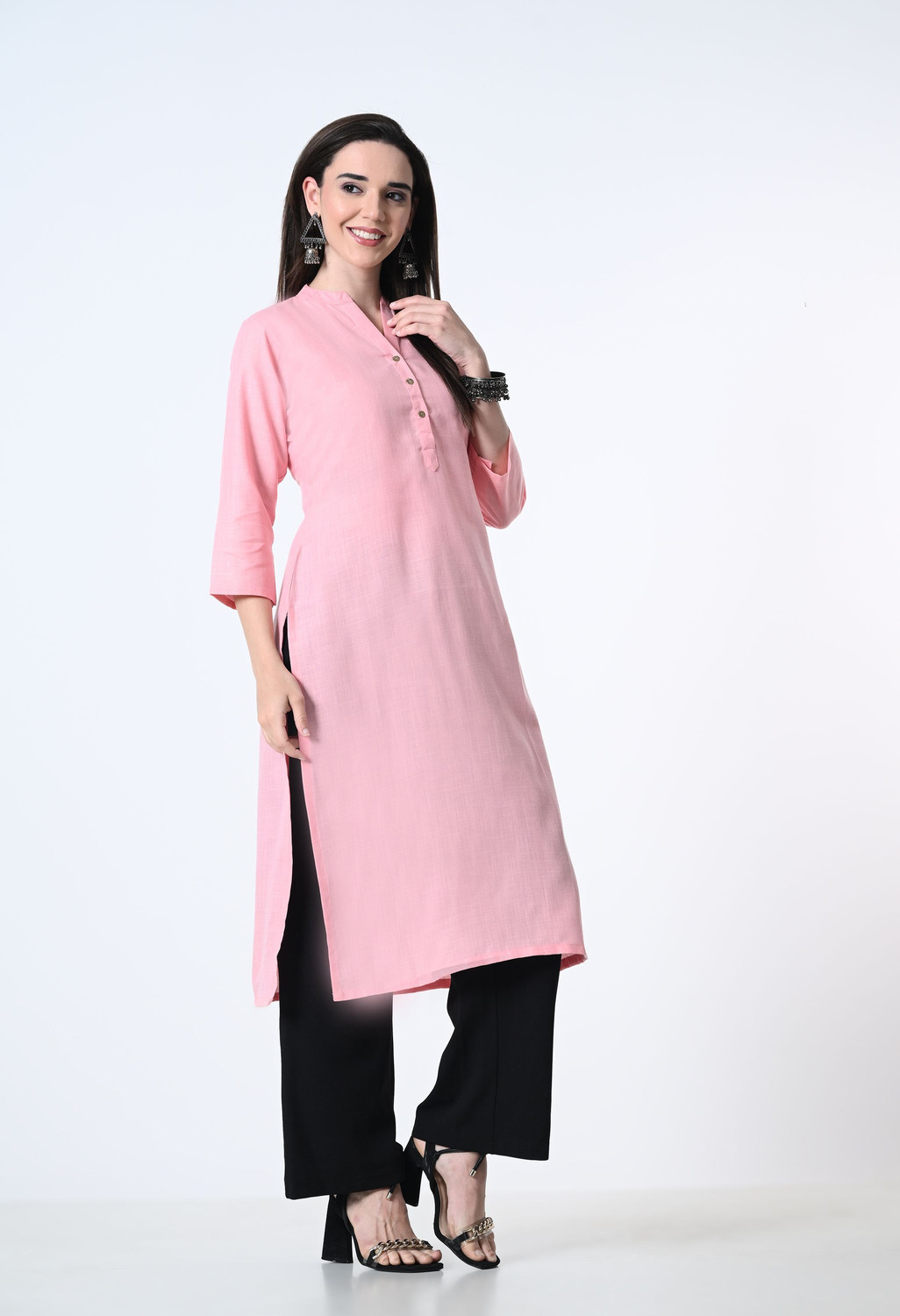 Image of HouseOfCommon Women Cotton Blend Kurta Pant Set