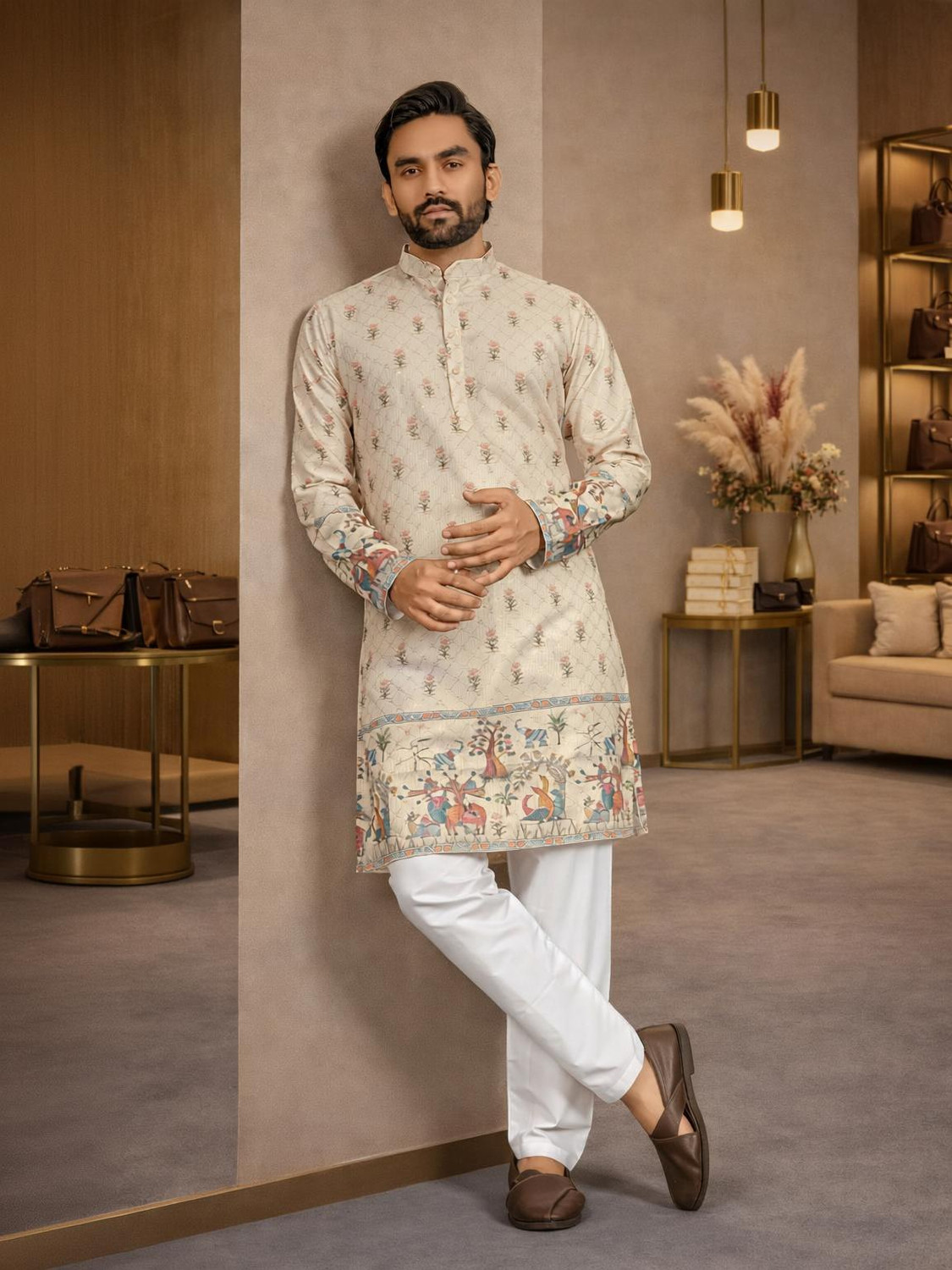 Men Cotton Rayon Kurta Pyjama Set - Image 1