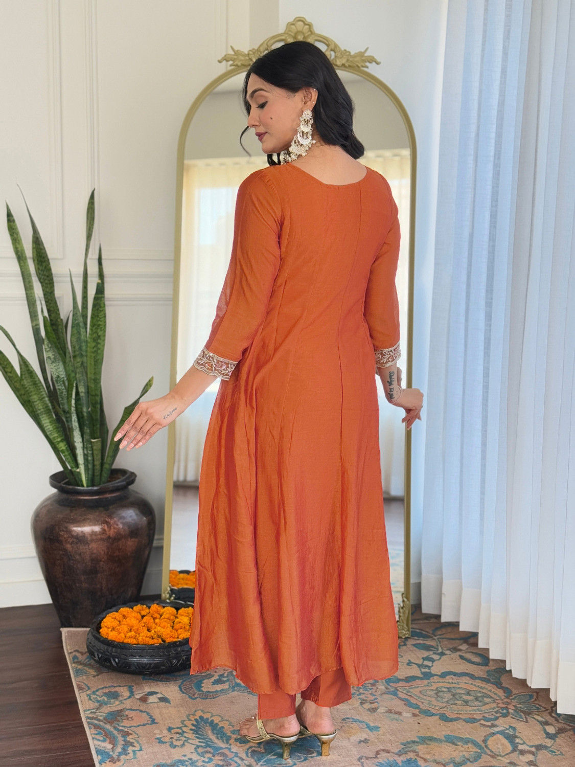 Image of Tasrika Women Chanderi Kurta Pant Dupatta Set