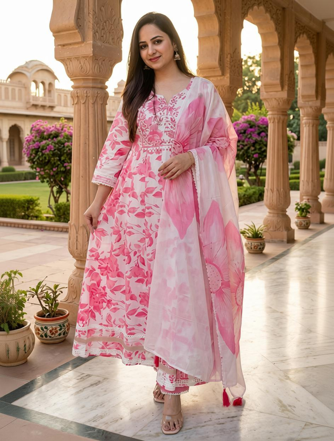 Image of Anni Designer Women Viscose Rayon Kurta Pant Dupatta Set