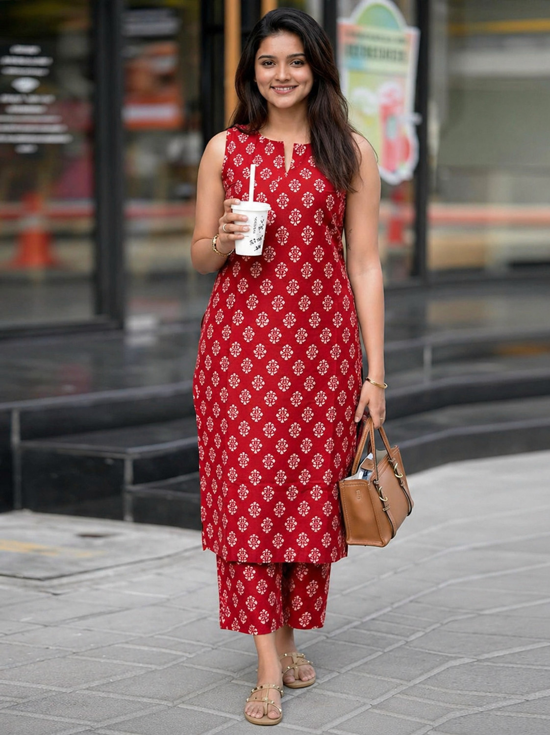 Image of Gosriki Women Viscose Rayon Kurta Pant Set