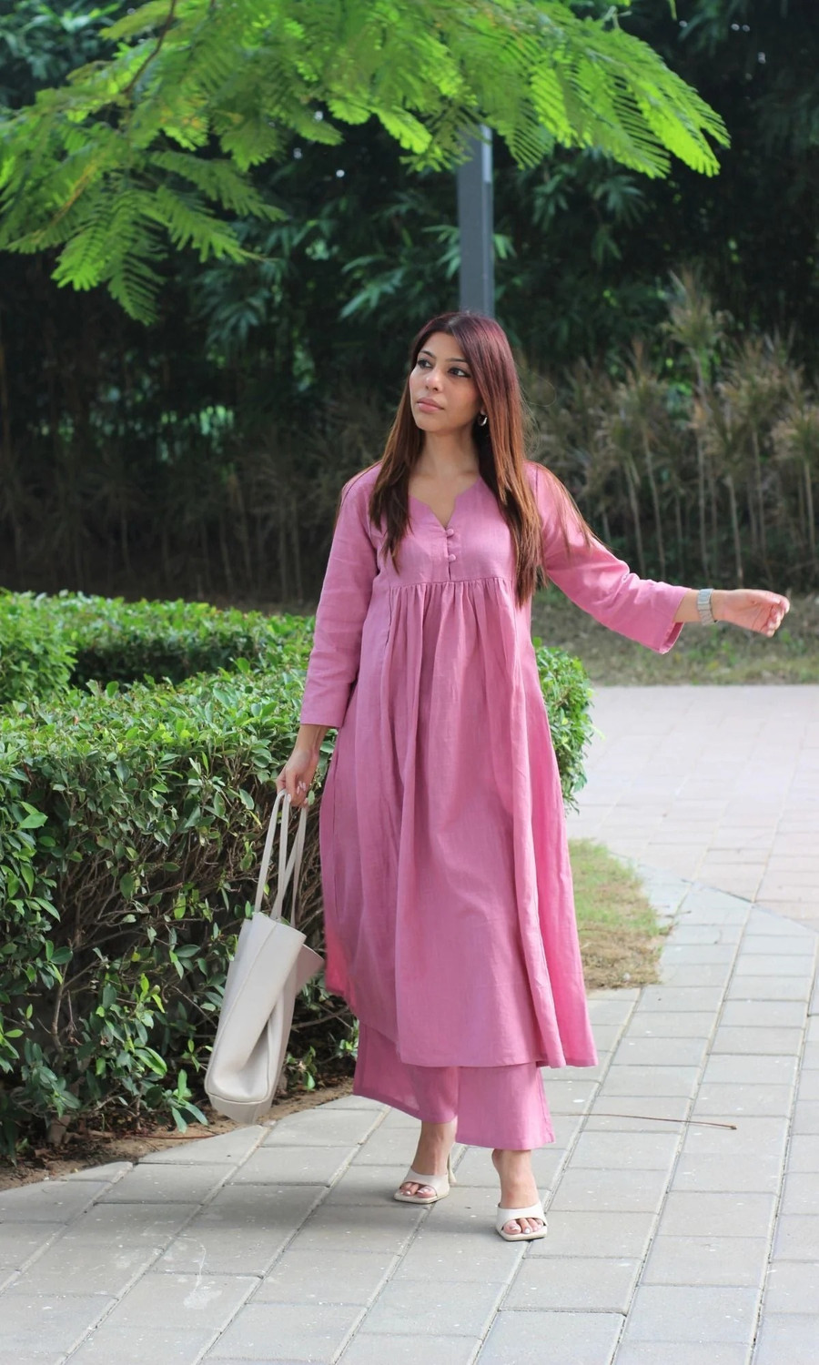 Image of Shyomeera Women Pure Cotton Kurta Palazzo Set