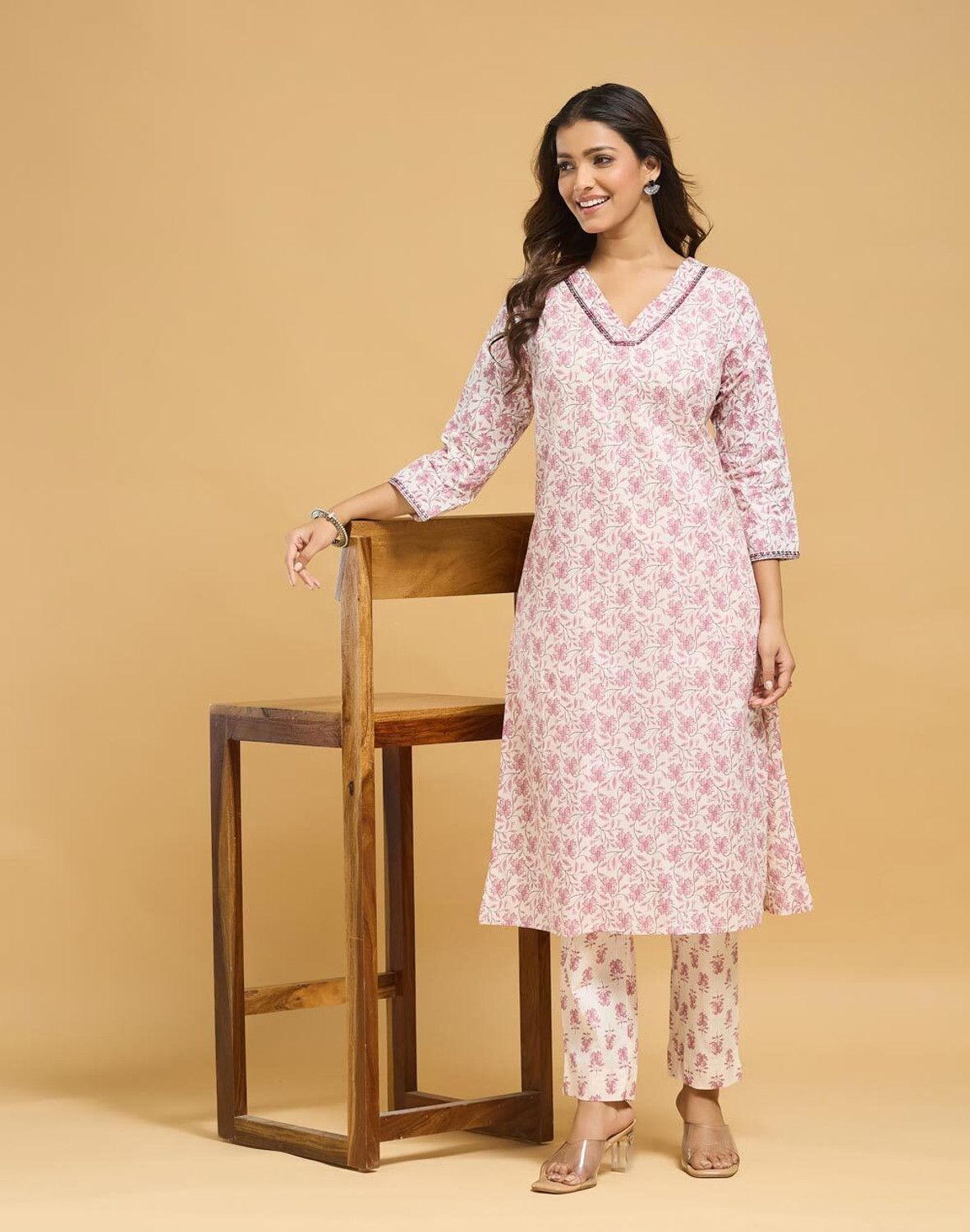 Image of Fabindia Women Pure Cotton Kurta Pant Dupatta Set