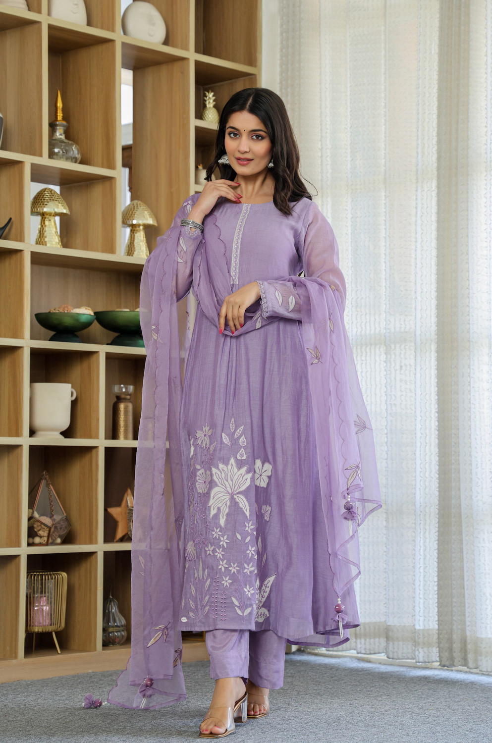 Image of VASTU CREATION Women Cotton Silk Kurta Sharara Dupatta Set