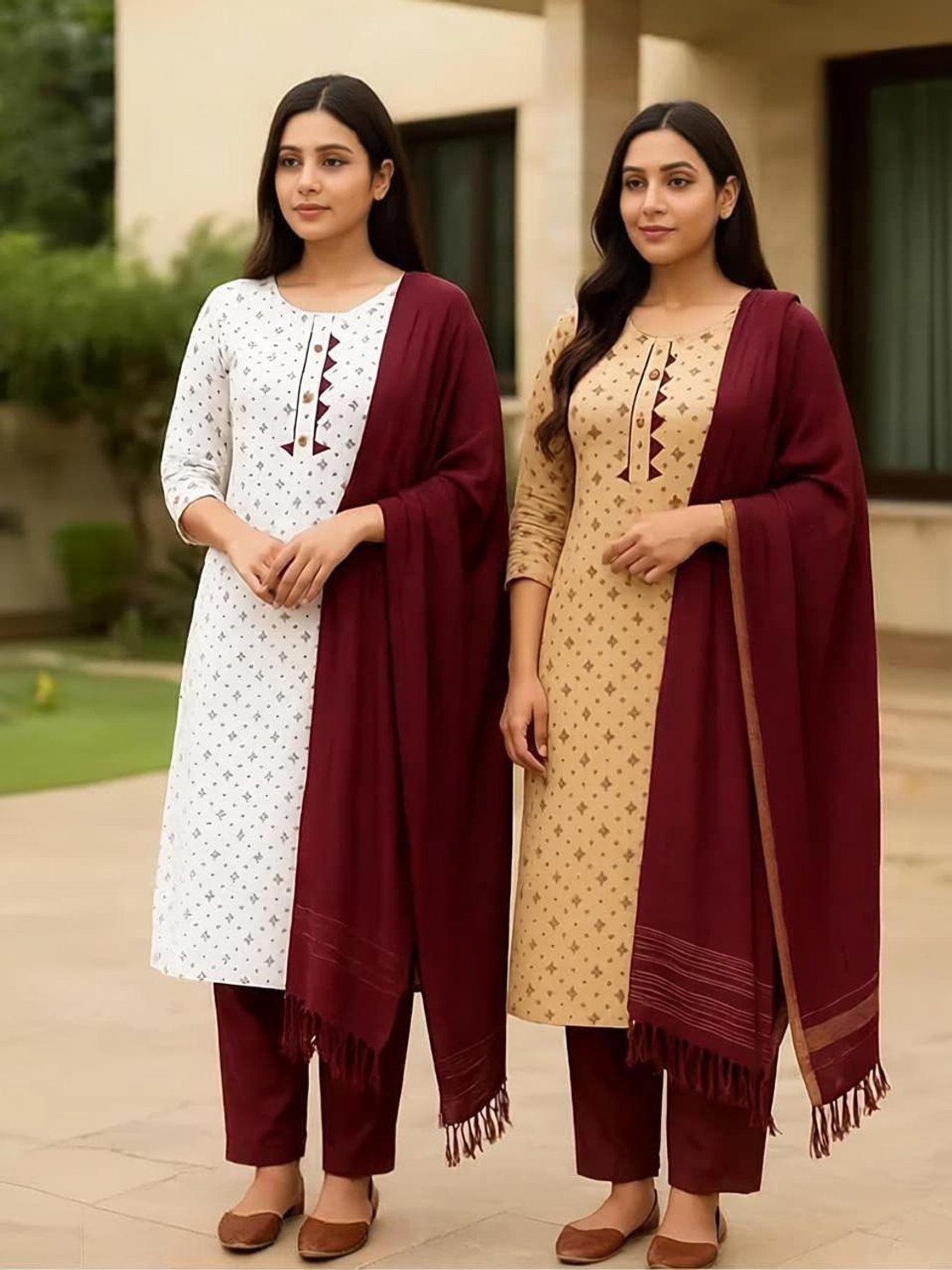 Image of AK SHAH Collection Women Cotton Blend Kurta Pant Set