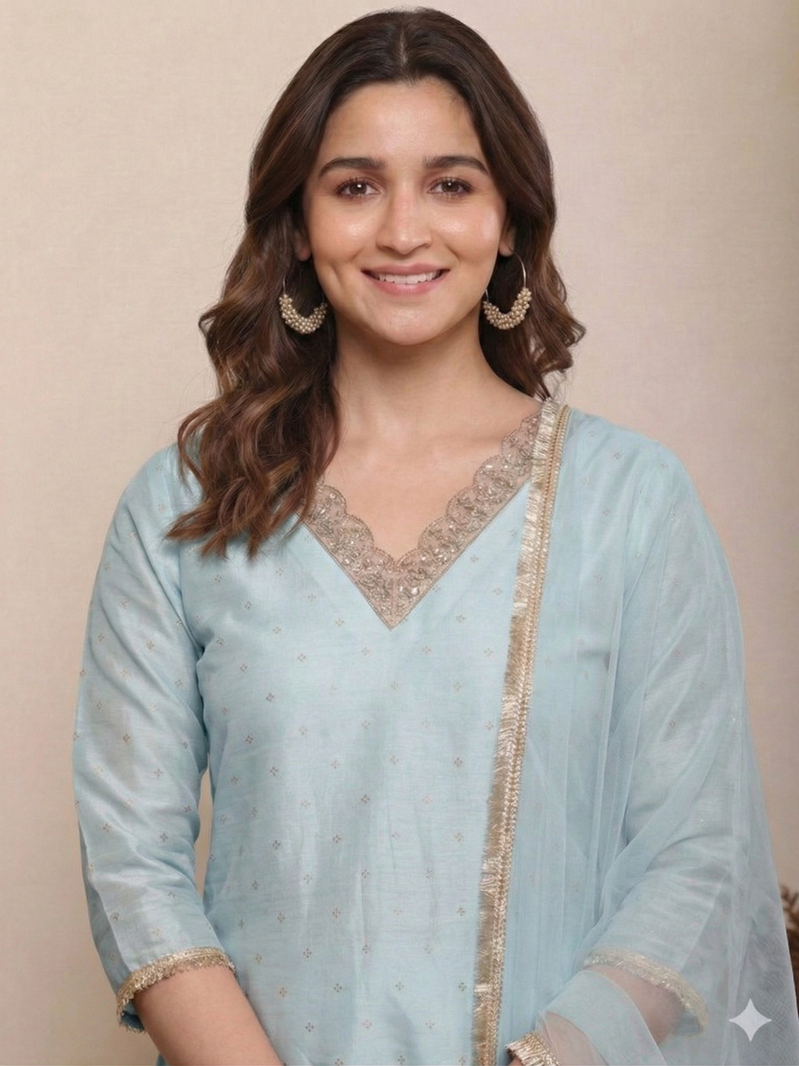 Image of Being Banarasi Women Chanderi, Cotton Silk Kurta Pant Dupatta Set