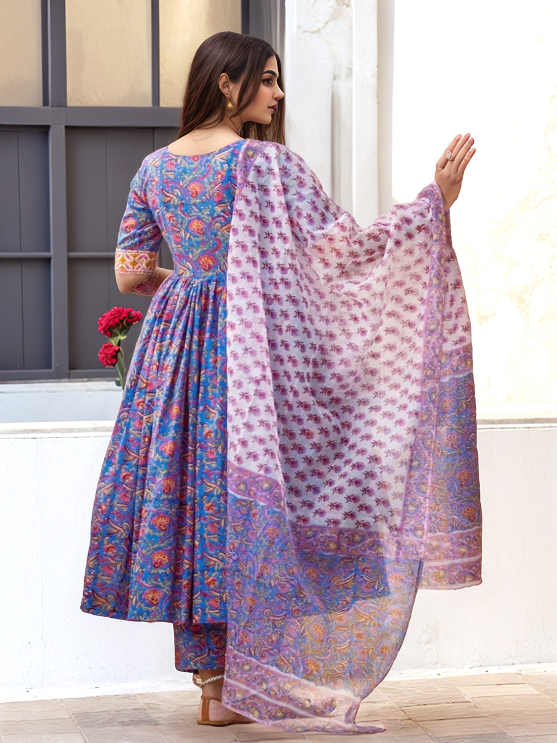 Image of Divastri Women Viscose Rayon Kurta Pant Dupatta Set