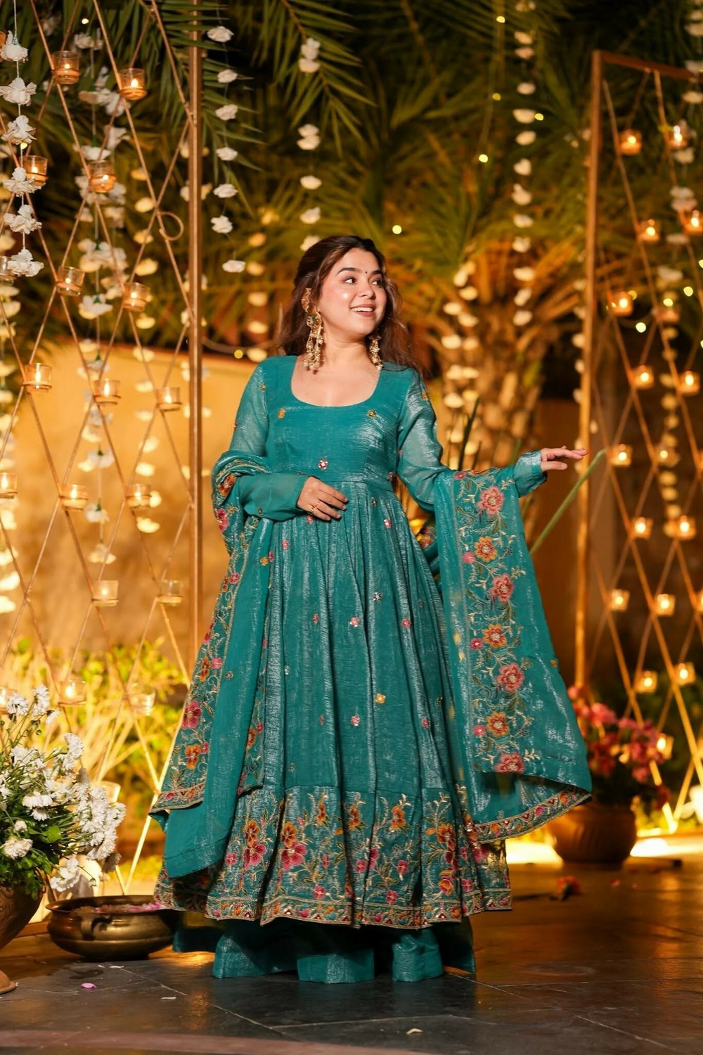 Image of Tasrika Women Chanderi Kurta Pant Dupatta Set