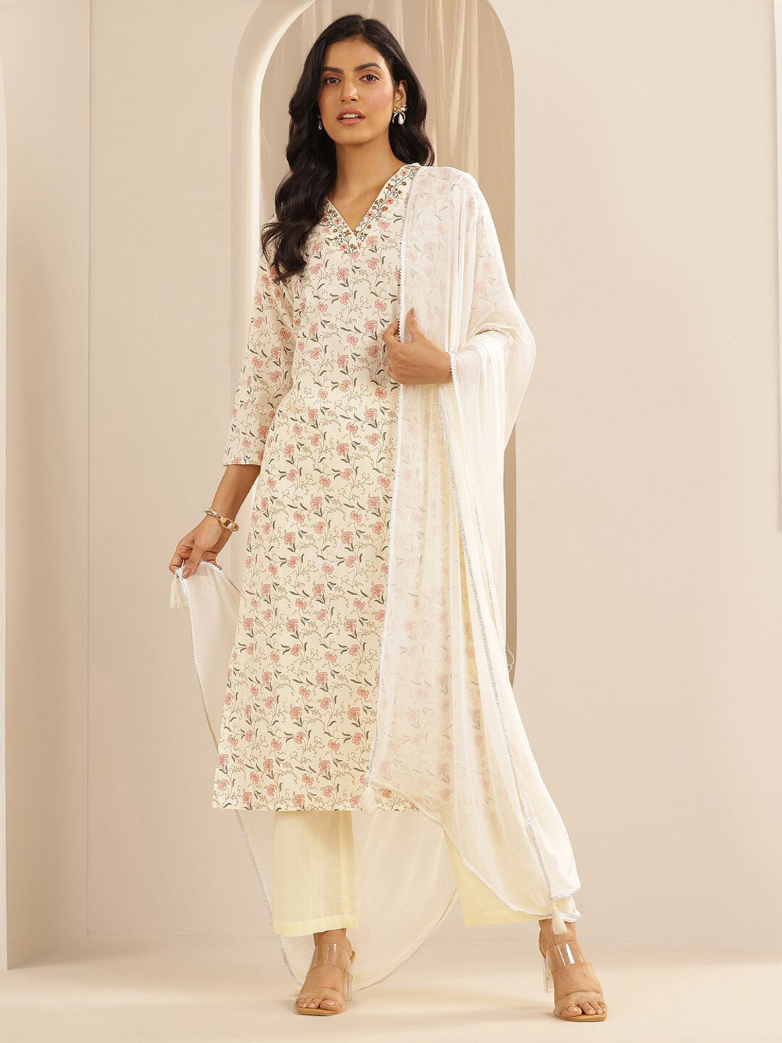 Image of FABZARI Women Pure Cotton Kurti Pant Dupatta Set