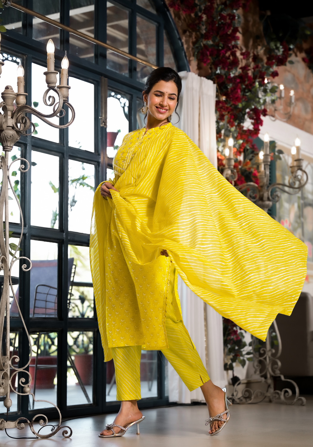 Image of MIRCHI FASHION Women Pure Cotton Kurta Pant Dupatta Set