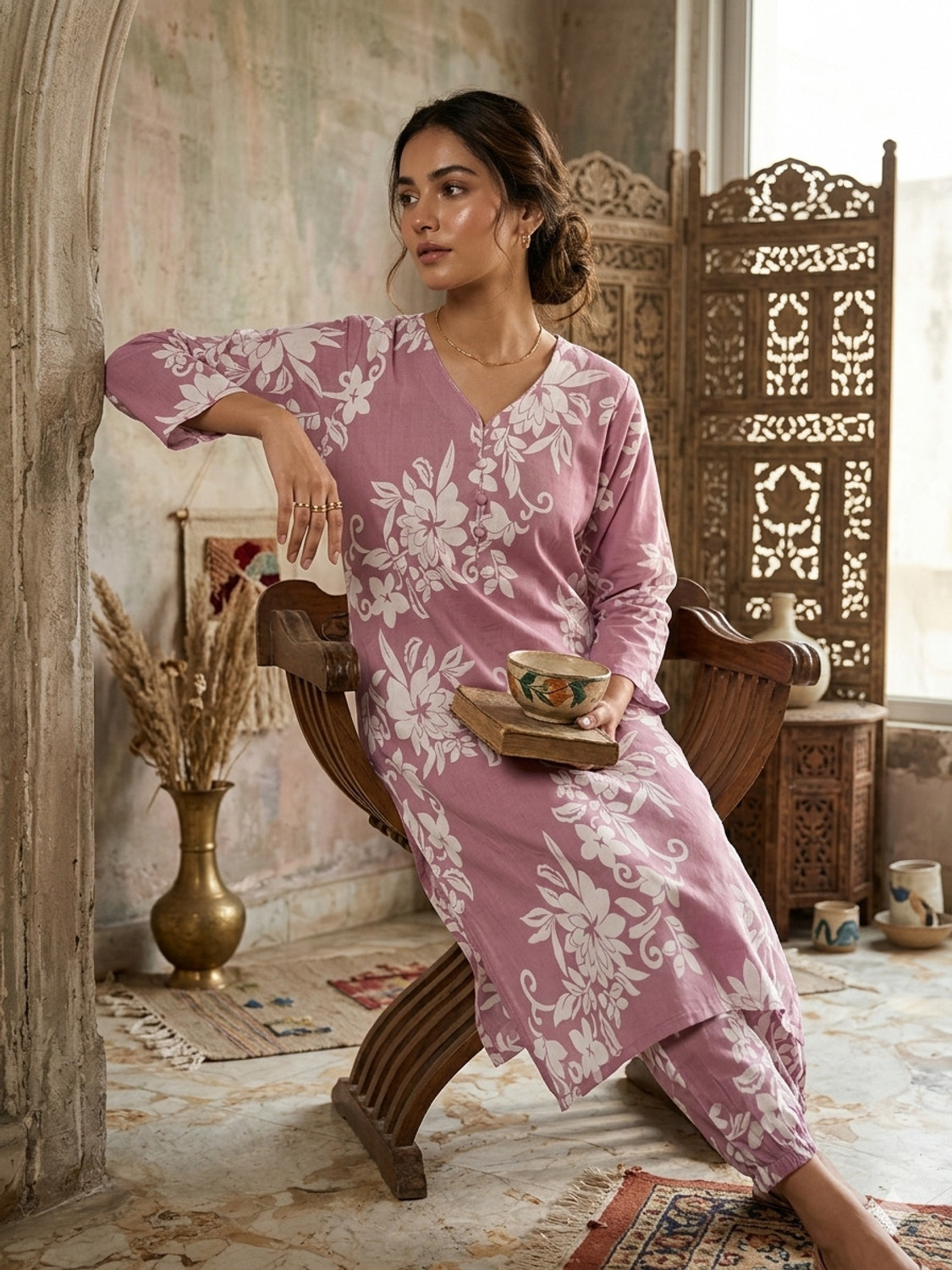 Image of simply Sewn Women Pure Cotton Kurti Pant Set