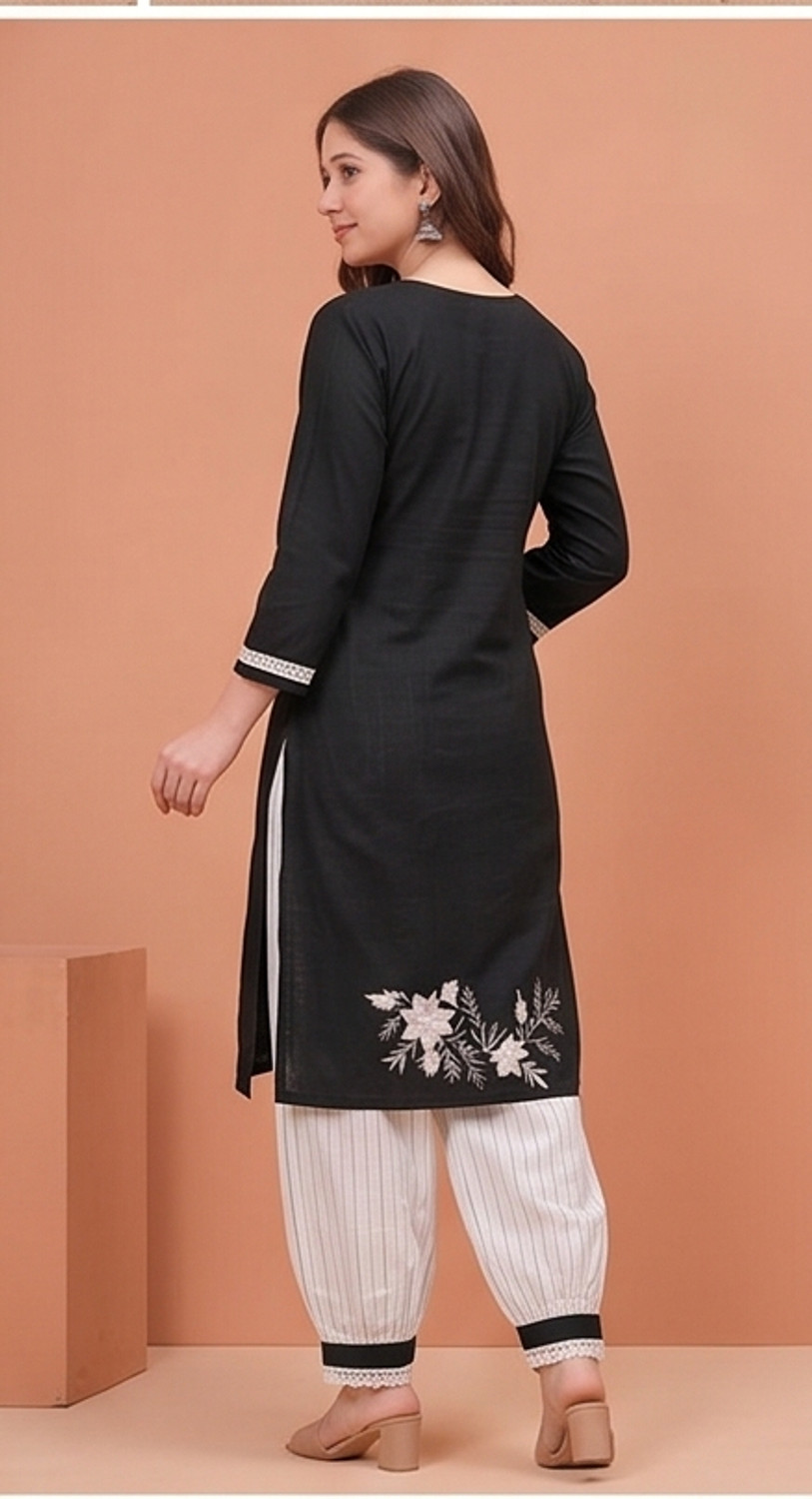 Image of SELLBOX Salwar Kurta Dupatta Solid Kurta, Sharara & Dupatta Set