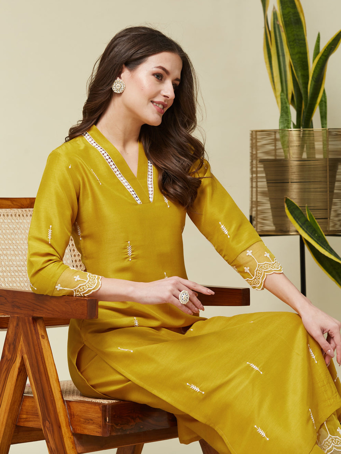 Image of KILFIT Women Cotton Blend Kurta Palazzo Set