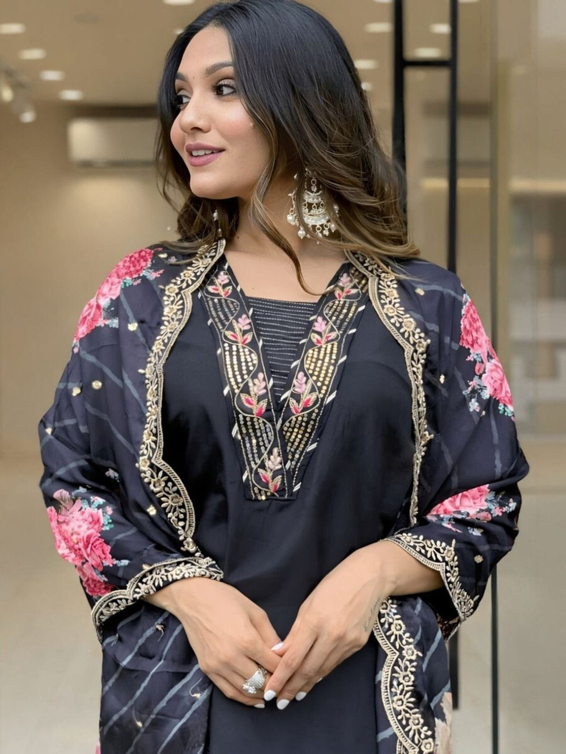 Image of Anni Designer Women Viscose Rayon Kurta Pant Dupatta Set