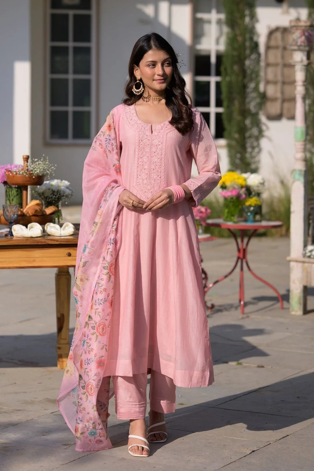 Image of Being Banarasi Women Chanderi, Cotton Silk Kurta Pant Dupatta Set