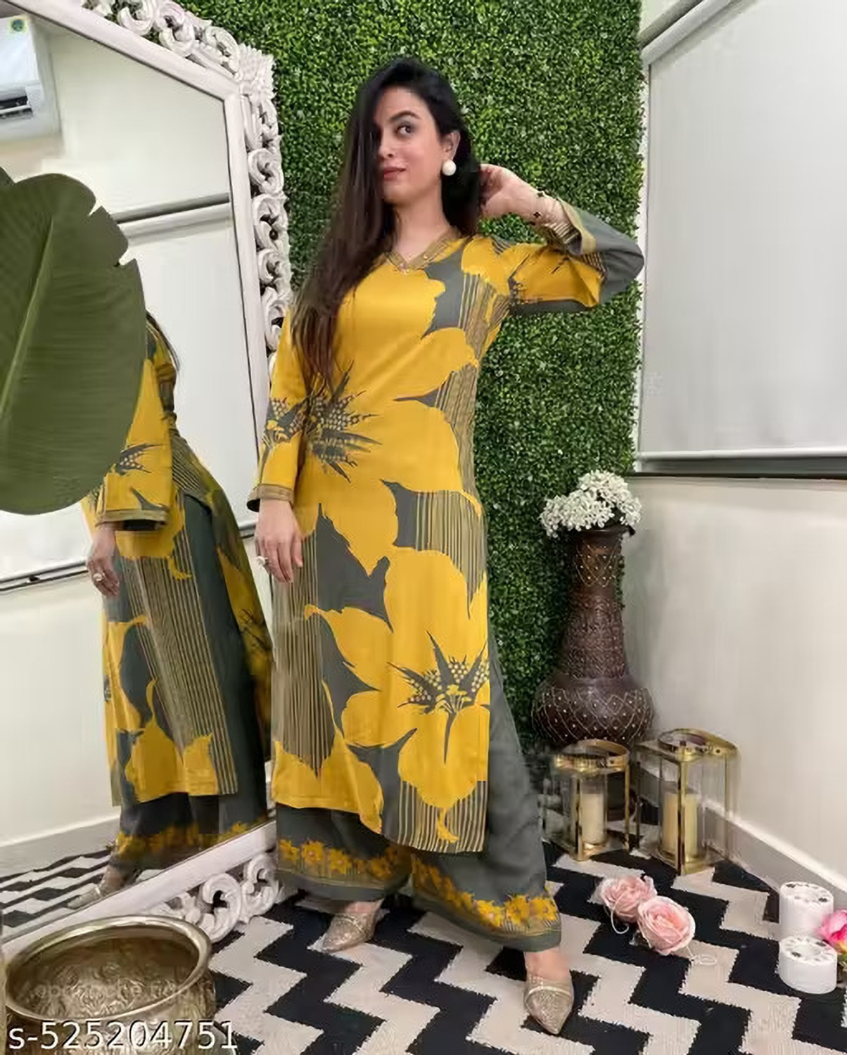 Image of SUJAMAI CREATION Women Cotton Rayon Kurti Pant Dupatta Set