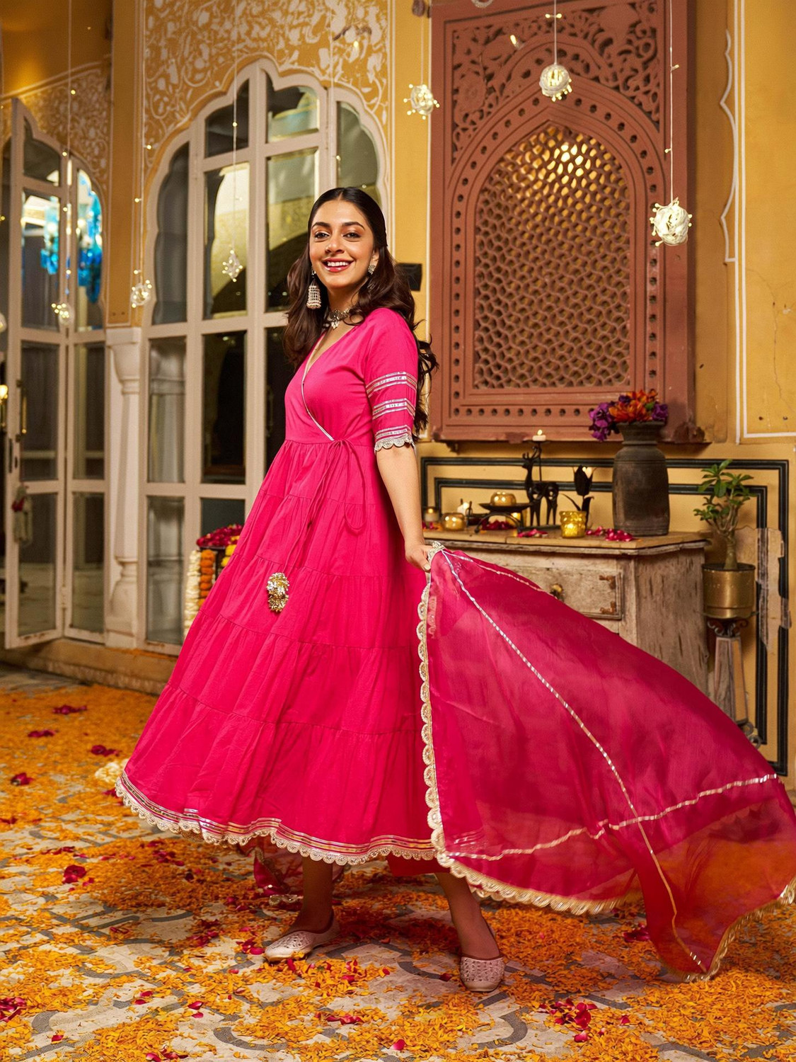 Image of MOKOSH Women Pure Cotton Kurta Sharara Dupatta Set