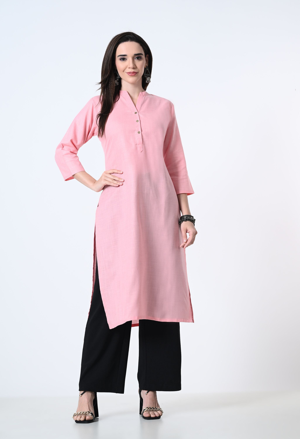 Image of HouseOfCommon Women Cotton Blend Kurta Pant Set