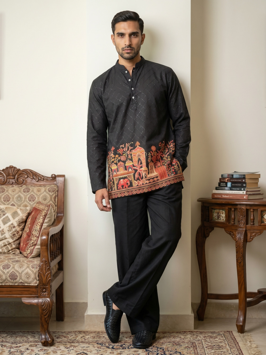 ANOUK Men Cotton Blend Kurta Pyjama Set - Image 1