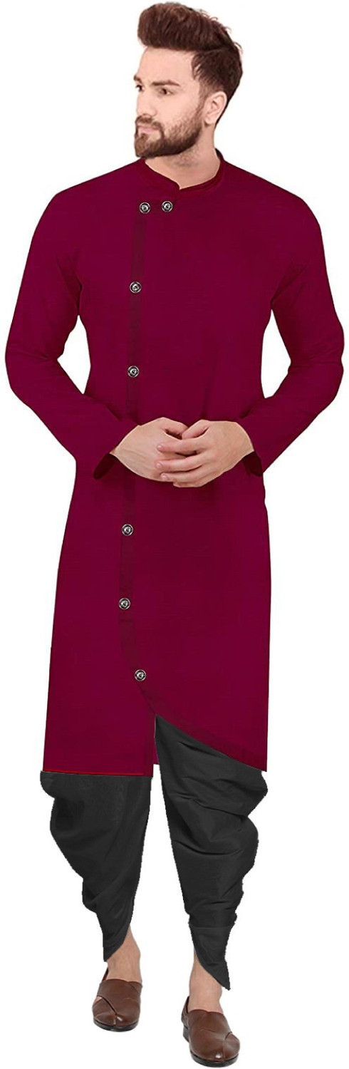Image of OS Jeans Men Cotton Blend Kurta Dhoti Pant Set