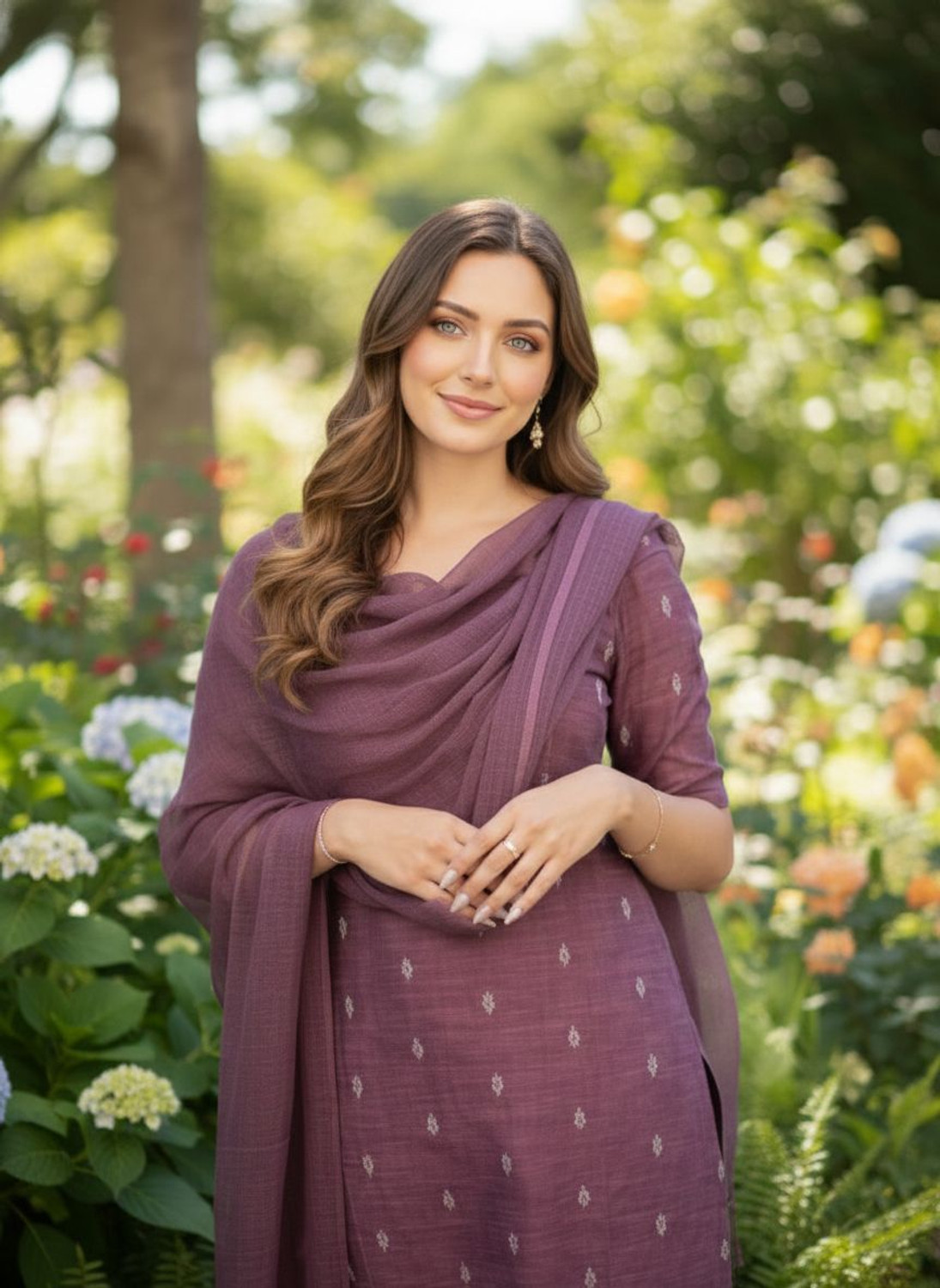 Image of Tasrika Women Chanderi Kurta Pant Dupatta Set