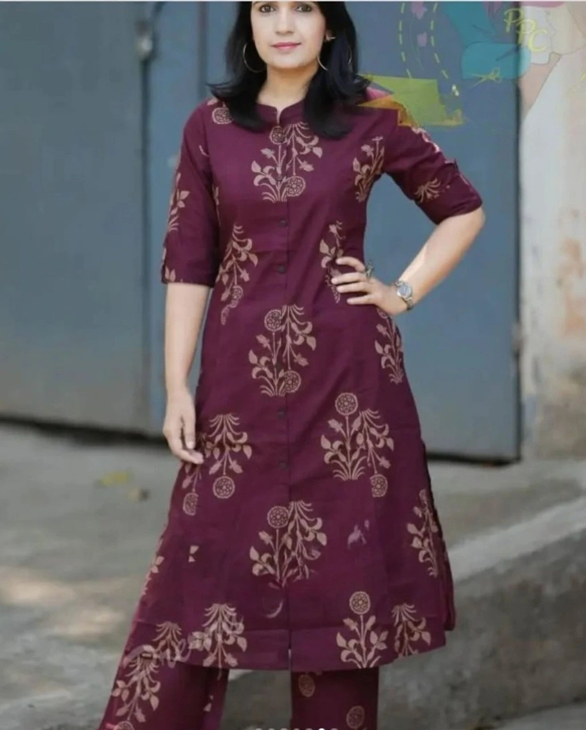 Image of simply Sewn Women Pure Cotton Kurti Pant Set