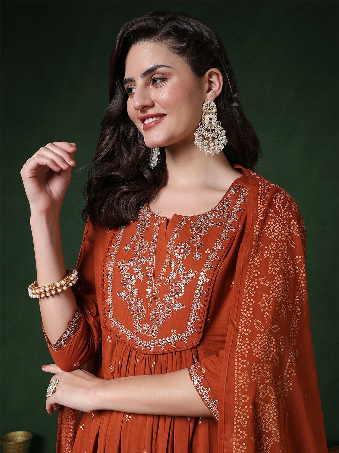 Image of Arayna Women Pure Cotton Kurta Palazzo Dupatta Set