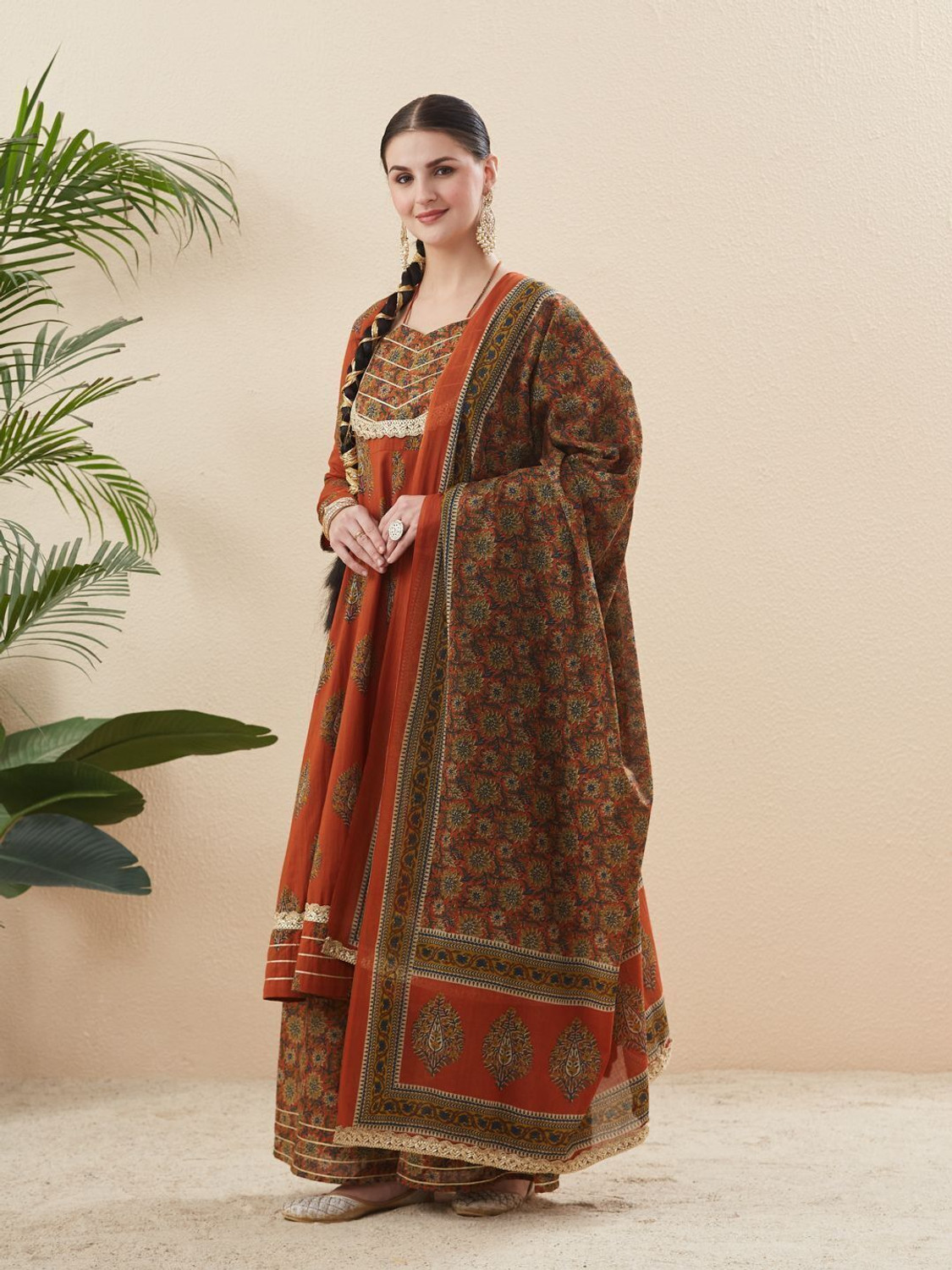 Image of MOKOSH Women Pure Cotton Kurta Sharara Dupatta Set