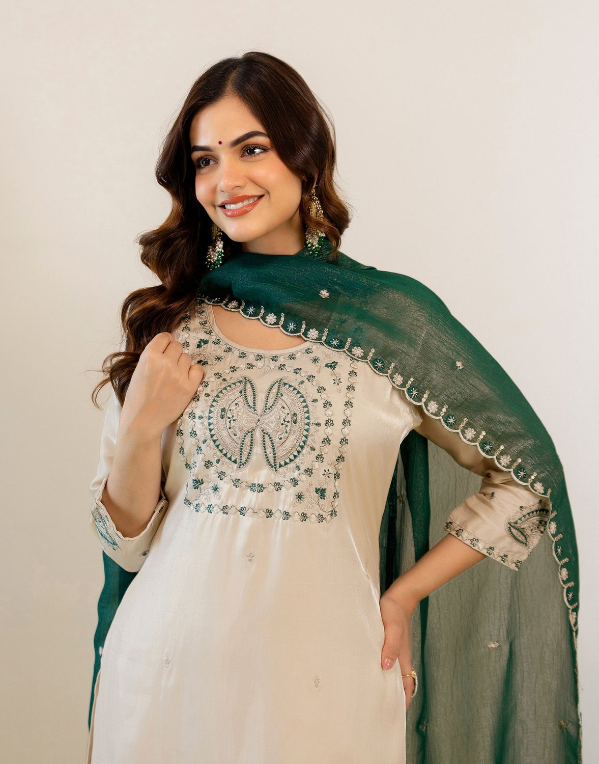 Image of Tasrika Women Muslin Kurta Palazzo Dupatta Set