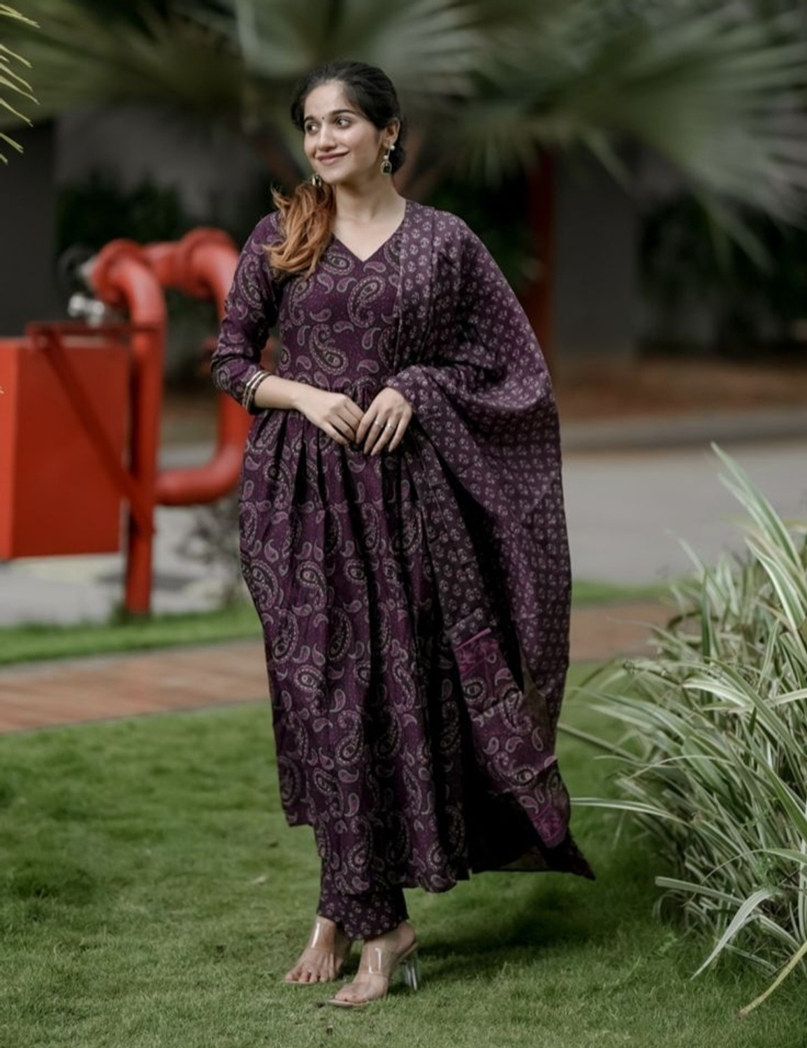 Image of Apparelia Women Viscose Rayon Kurta Pant Dupatta Set
