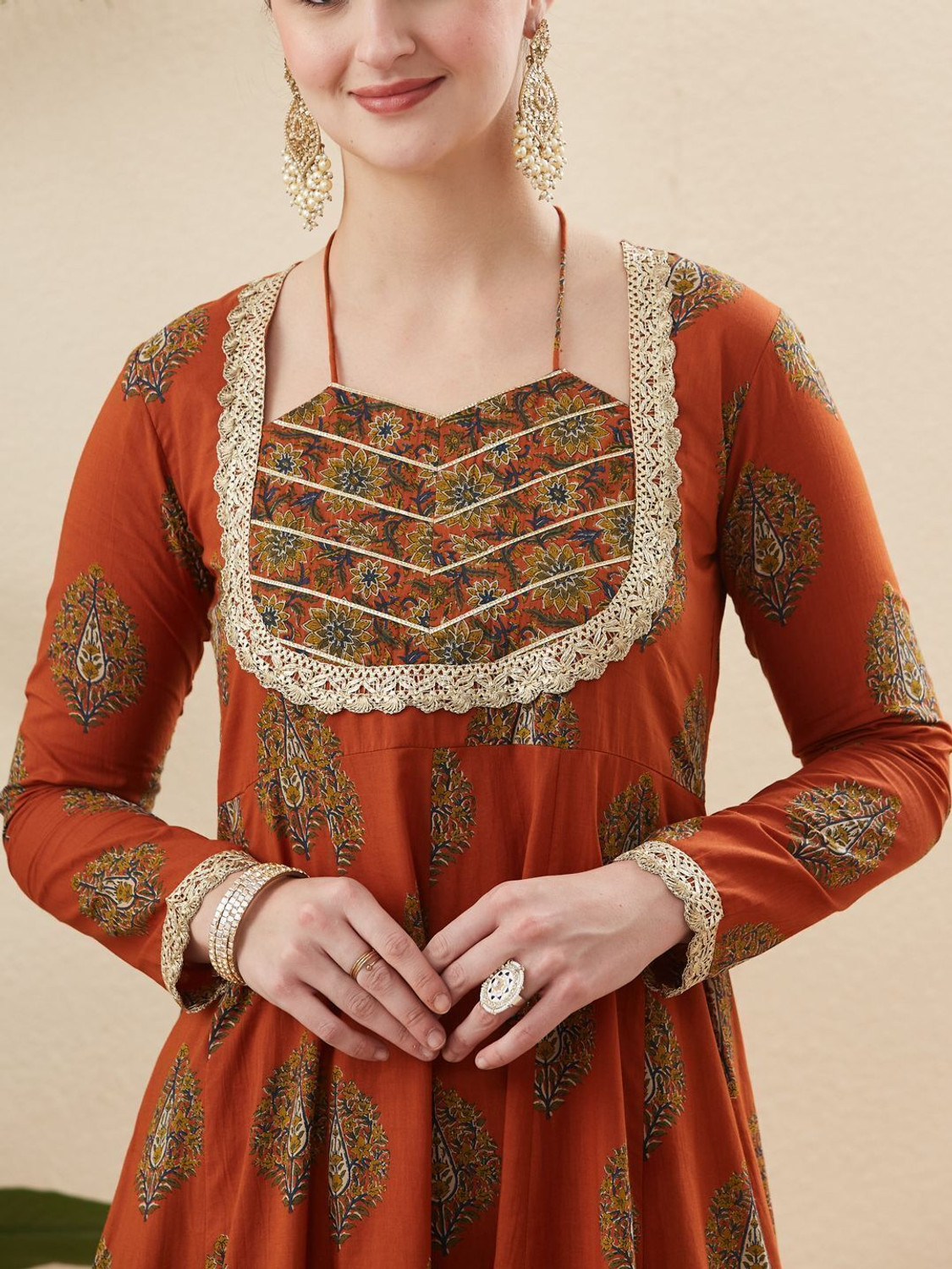 Image of MOKOSH Women Pure Cotton Kurta Sharara Dupatta Set